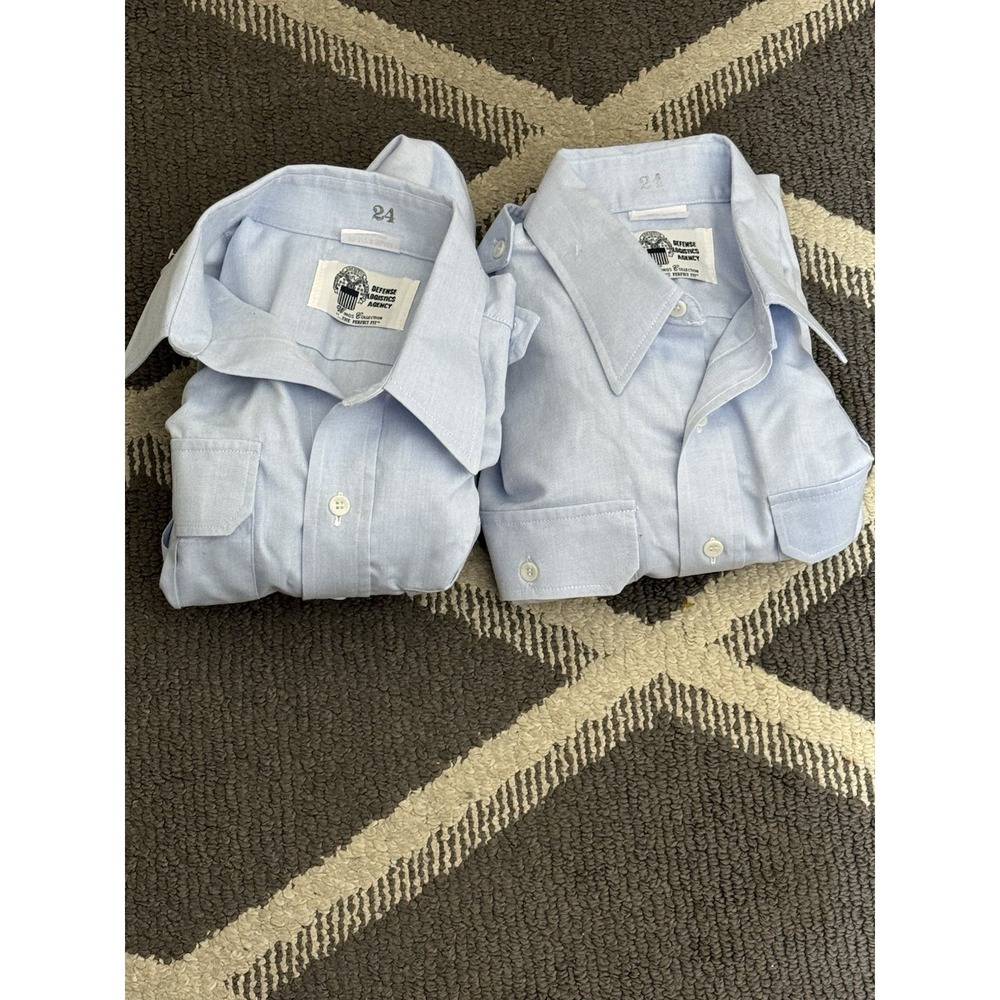 Lot Of 2 Defense Logistics Agency Blue Shirt Men Long Sleeve Uniform 16X36/37